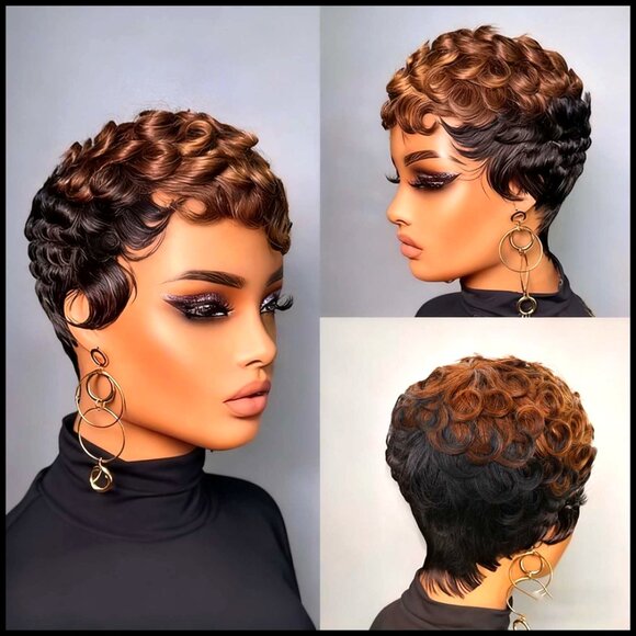 Short Layered Pixie Cut Wig Brazilian Remy Human Hair Glueless Machine Made main image 4